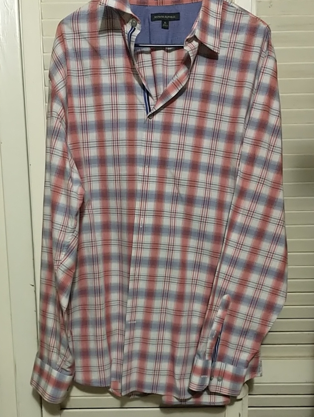 NWOT Banana Republic Men’s Long Sleeve Blue & Red Plaid Button-Down Shirt Sz XL